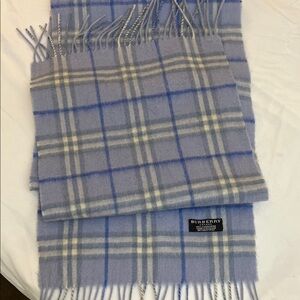 Burberry Blue and Gray Plaid Scarf